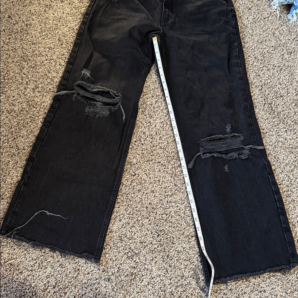 Zara Black Distressed Jeans Raw Hem Size 10 EUC - Picture 6 of 8